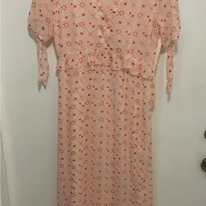 Avec Les Filles Pink and Orange Long Sleeve Dress